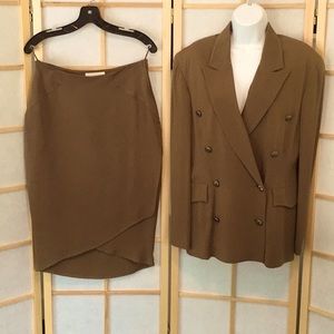 Ozbek Luxury Italian Suit, Taupe, Vintage '90s